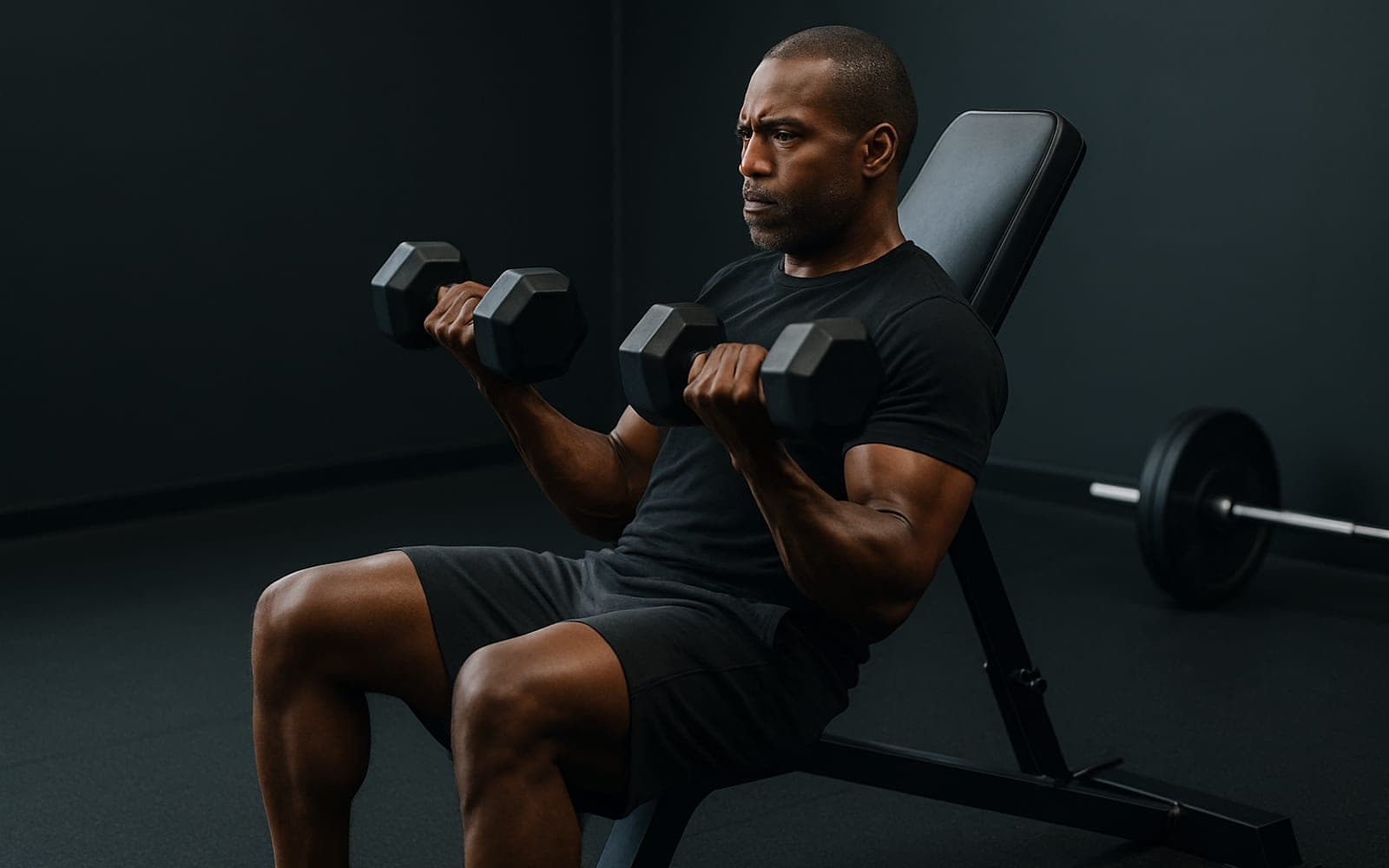 Incline Dumbbell Curl — working position